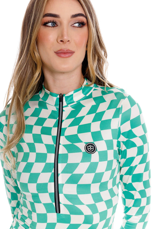 Nelly Performance Shirt - Green Squared