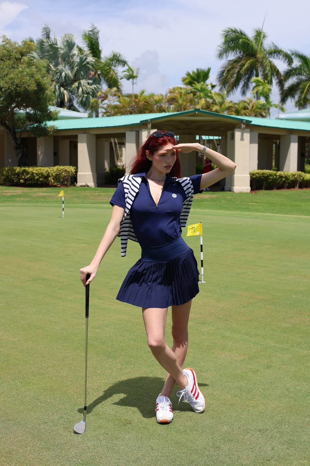 Womens Sleeved Polo - Navy