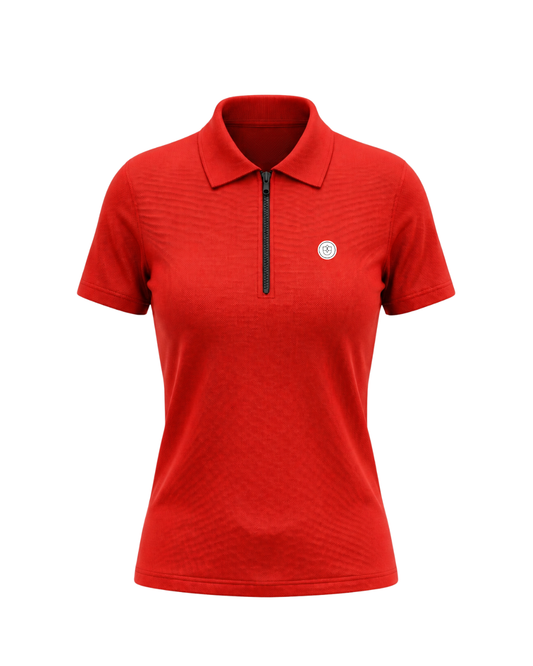 Womens Sleeved Polo - Red